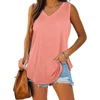 Womens Tank Tops V Neck Basic Solid Color Casual Flowy Summer Sleeveless 3