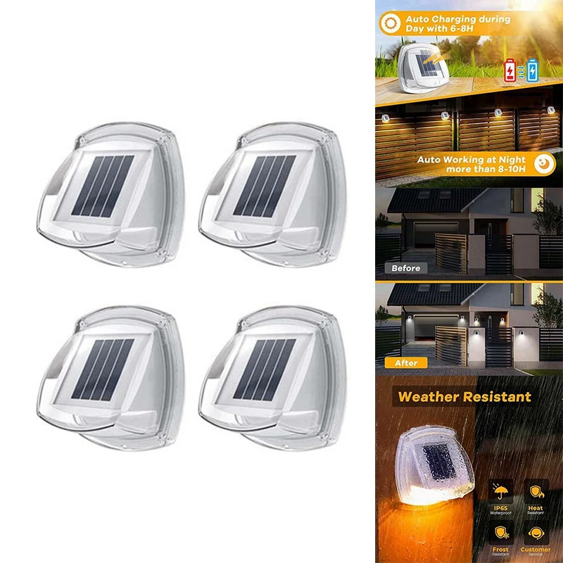 

4 шт., водонепроницаемые декоративные настенные светильники на солнечной батарее