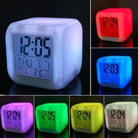 digital alarm clock digital room clock cute colorful square lazy creative home mood square luminous discoloration