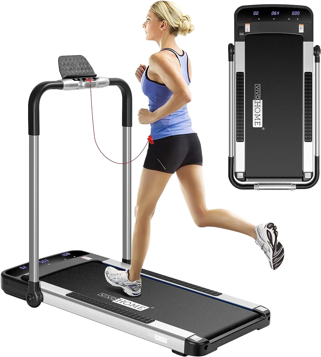 

in 1 Under Desk Folding Treadmill 2.25HP with APP, Watch Remote Control, LED Display and 12 Preset Programs Portable Workout Ru