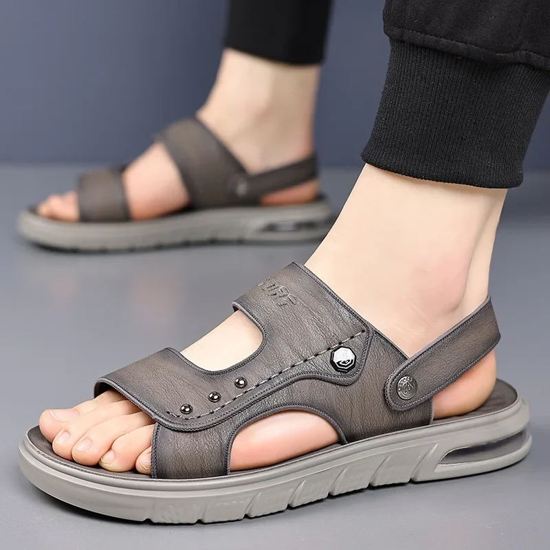 Летние дышащие и не скатывающие спортивные мужские модные сандалии с воздушной