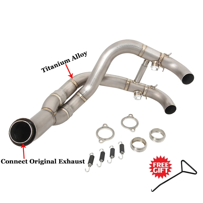 

Надевается для KTM DUKE 790 ADV 890 Adventur R Rally 2019-2022, выхлопная труба мотоцикла, титановая передняя соединительная труба, оригинальный глушитель