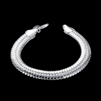 925sterling silver 10mmflat snake silver jewelry simple animal silver lobster buckle bracelet mens fashion