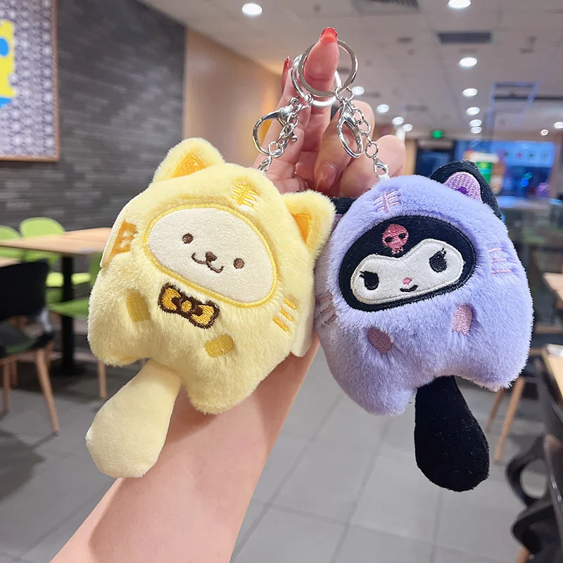 

Sanrios Melody Kuromi Pompom Purin Keychain Children Kittys Cinnamoroll Plush Keychains Toys Kawaii Pochacco Keyring Pendant Kid