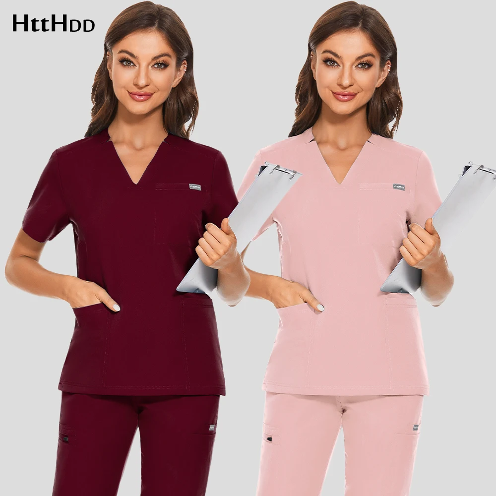 

Nurse Medical Uniform Operating Room Blouse Doctor Nursing Workwear Cleaning Protective Clothing Tops Scrubs Short-sleeved Shirt