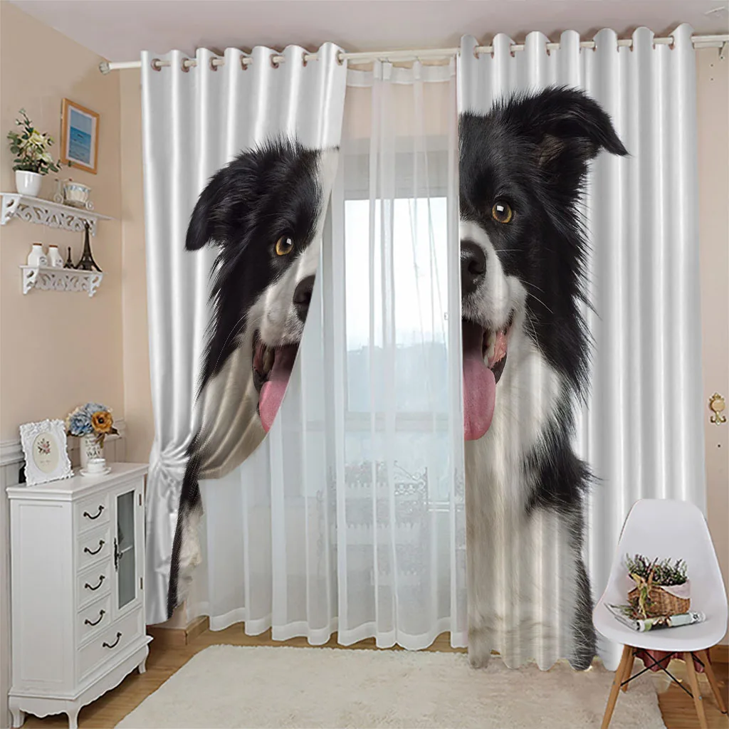 Customized Blackout Curtain Animal Dog Prints Curtains 2 Panel Living Room Bedroom Home Decor Den Children'S Free De