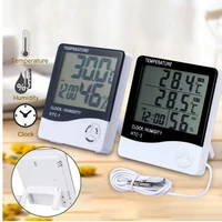 1pc LCD Digital Thermometer Hygrometer HTC-1 HTC-2 Electronic Temperature Humidity Meter Weather Station Clock For Indoor Room