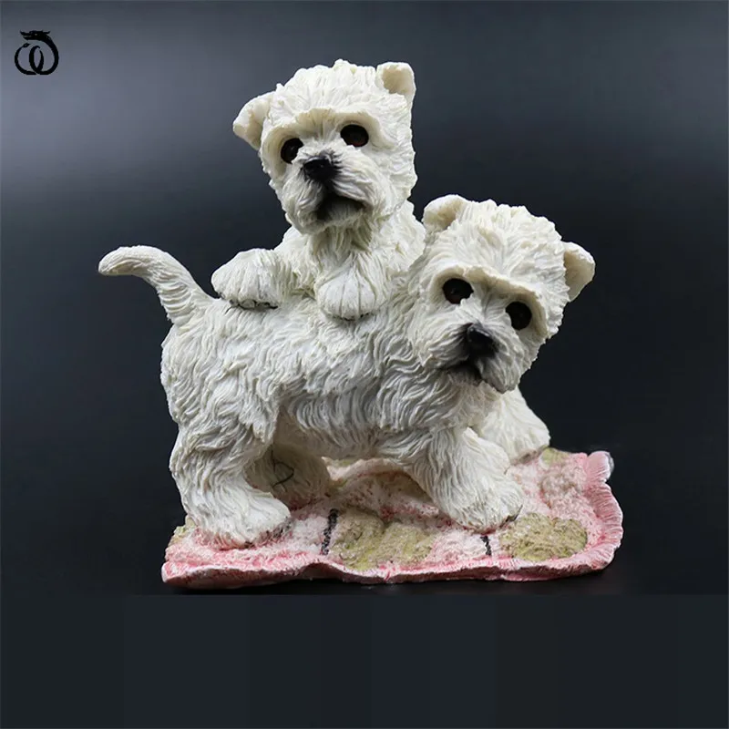 

Статуэтка для пар West Highland White Terrier, статуэтка собаки с эмуляцией, статуэтка животного, художественная скульптура из смолы, ремесло, домашний ...