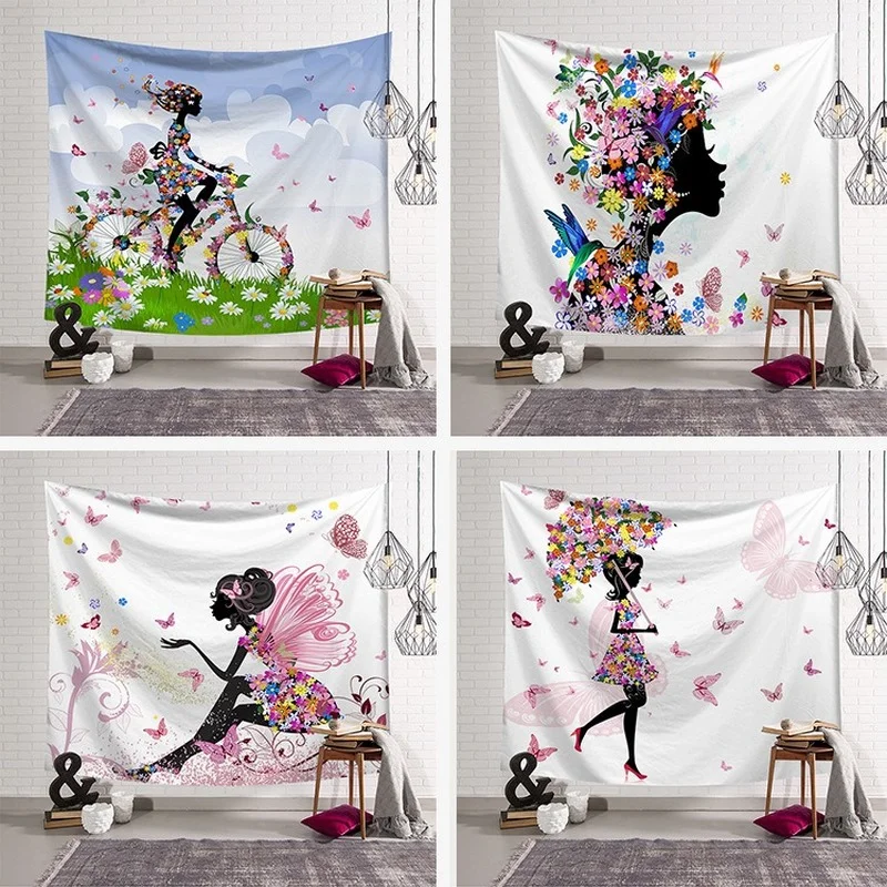

Polyester Printing Pillowcase Flower Fairy Butterfly Girl Sofa Pillow Car Chair Cushion Cover Pillowcase Window Cushion Soft