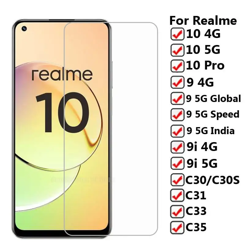 

2-1Pcs Tempered Glass For Realme 10 9 9i 4G 5G Screen Protector 9H Phone Film For Realme C55 C30s C31 C33 C35 Pelicula De Vidrio