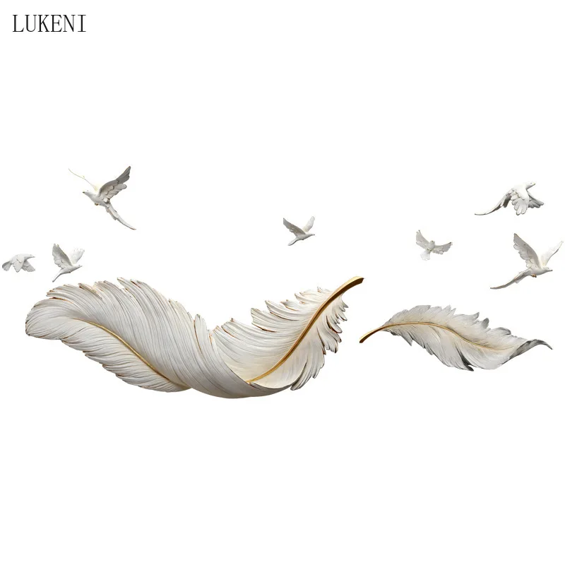 

Light Luxury Home Simple Style Feather Wall Decoration 3d Stereo Wall Hanging Sofa TV Background Wall Creative Pendant