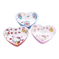 kawaii hello kitty doraemon cartoon cutlery childrens rice bowl anti fall heat resistant heart shaped round bowl tableware