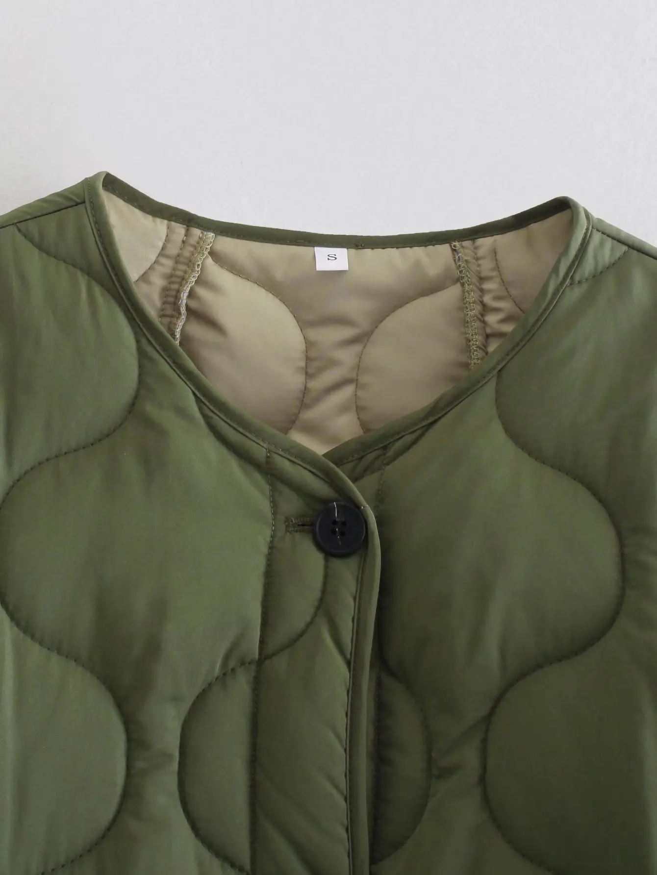 Womens Cotton Jacket Autumn and Winter New Military Green Fashion Single Breasted Thin Cotton Jacket Trend for Women