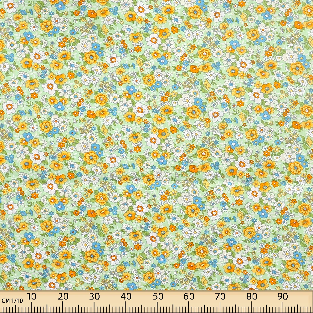 

145x50cm Green Pastoral Floral Poplin Cotton Fabric DIY Children's Wear Cloth Make Bedding Quilt Decoration Home