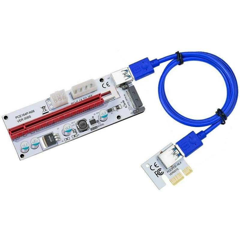

PCI-E Cable 1X To 16X Image Extension Ethereum ETH Mining Powered Riser Adapter Card, 60Cm USB 3.0 Cable(VER 008S)