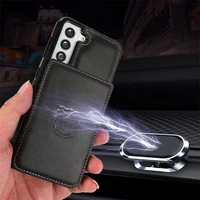 leather flip wallet cases for samsung galaxy s21fe plus s20 ultra s10 plus note 20 10 pro m31 m11 m01 car magnet stand cover