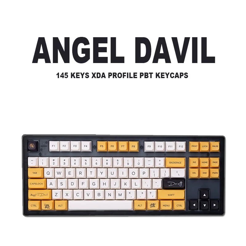 

145 Keys Angel Devil XDA Profile Keycaps DYE-SUB PBT Keycaps for Mechanical Keyboard Personalise Sublimation Keycap