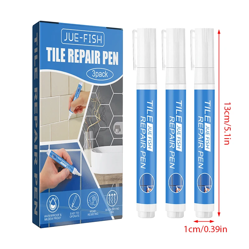 3Pcs Color Pen White Tile Refill Grout Gap Repair Bathroom Porcelain Filling Waterproof Mouldproof Cleaner Agents Paint |