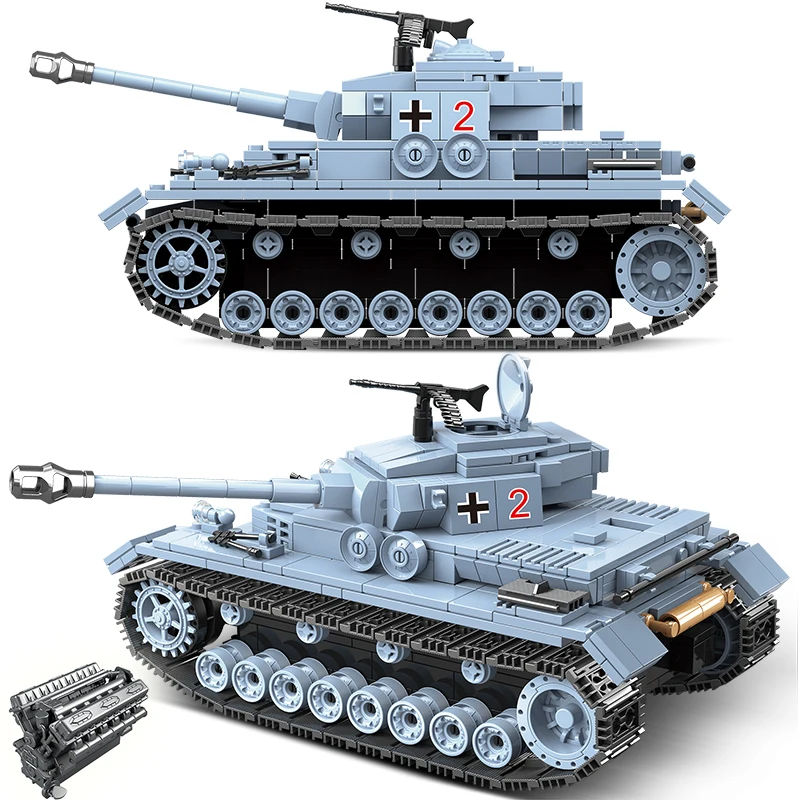 

716PCS Military Tank blocks German No.4 Medium Tank Building Blocks City WW2 Soldier Police Army Bricks Children DIY Toys Gifts