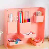 desk storage box useful 3 colors space saving multipurpose pencil case for student desktop pen holder pencil case