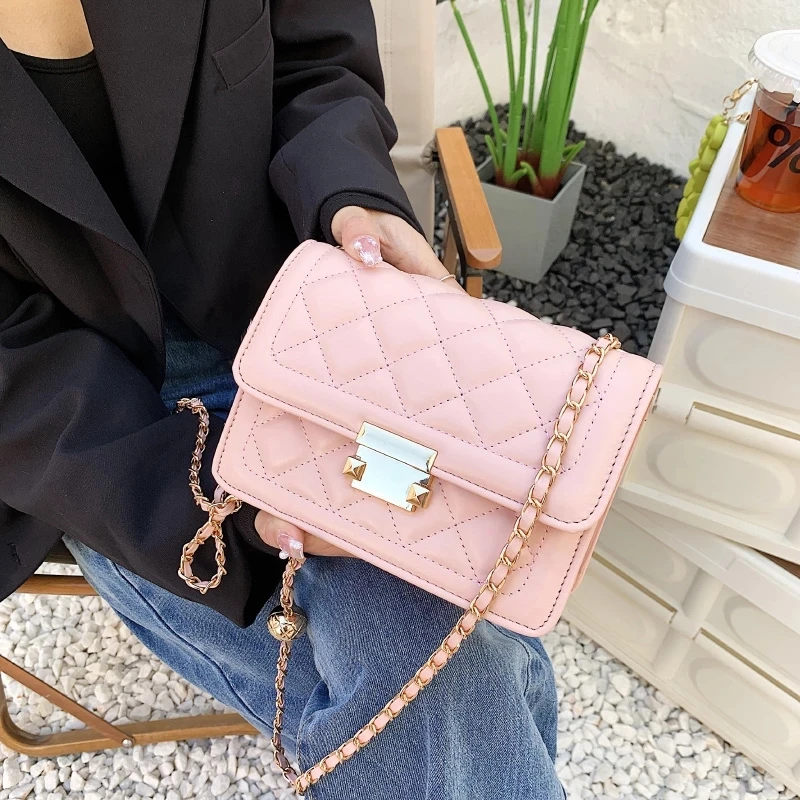 

Chain Shoulder Crossbody Messenger Bags Women Handbags Purses 2022 New Luxury Brand Design Vintage Diamond Lattice Ladies Bags