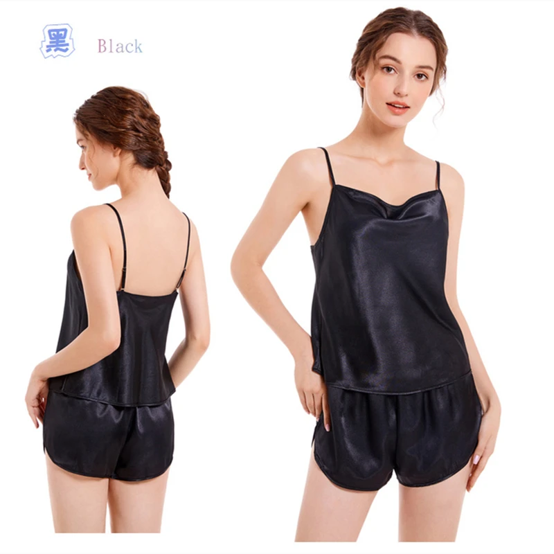 Summer fairy sling beauty vest simulation silk ice silk sexy pajamas women's shorts casual home service suit