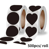 500pcs roll black roundheart coding dots label stickers kids kitchen canning jars labels writable paper waterproof stickers