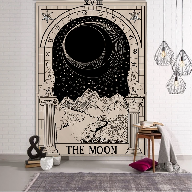 

Tarot Card Divination Photo Wall Hanging Custom Large Size Abstract Astrology Sun Moon Psychedelic Decorative Tapestry Home DIY