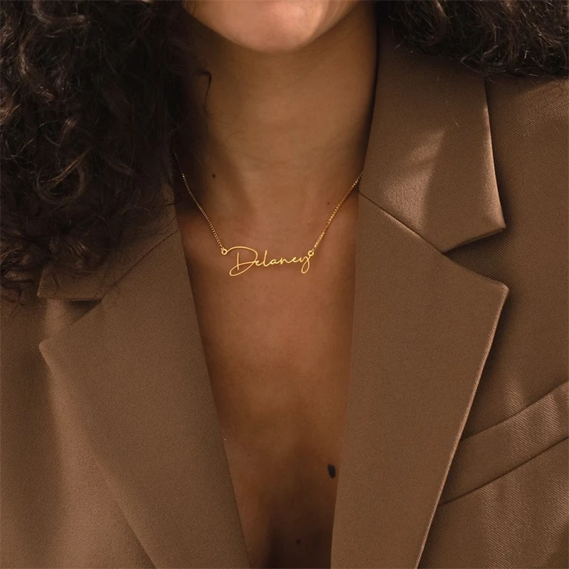 

Personalised Gold Name Necklace with Box Chain Custom Name Necklace Handmade Jewelry Personalised Birthday Gift for Her Mom