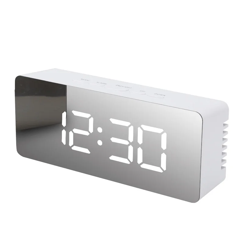 

Multifunctional Mirror Clock LED Mirror Clock Desktop Creative Cosmetic Mirror Alarm Clock Home Temperature Electronic Clock