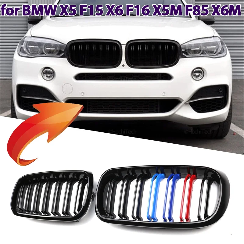 

Высококачественная передняя решетка радиатора для BMW X5 F15 X6 F16 X5M F85 X6M F86, двойная решетка, глянцевый черный гоночный гриль