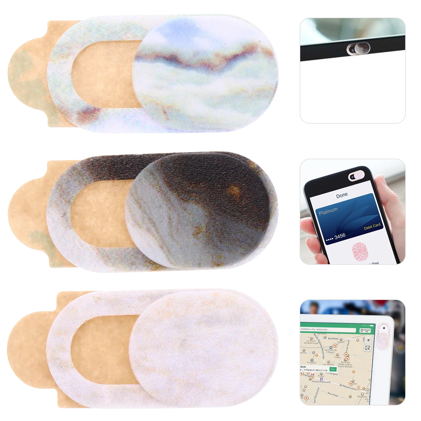 

3 Pcs Practical Phone Camera Covers Plastic Anti-peeping Sliding Covers