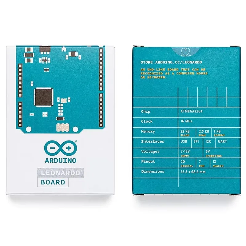 Макетная плата Arduino Leonardo A000052 ATmega32u4 без разъемов импортированная из Италии