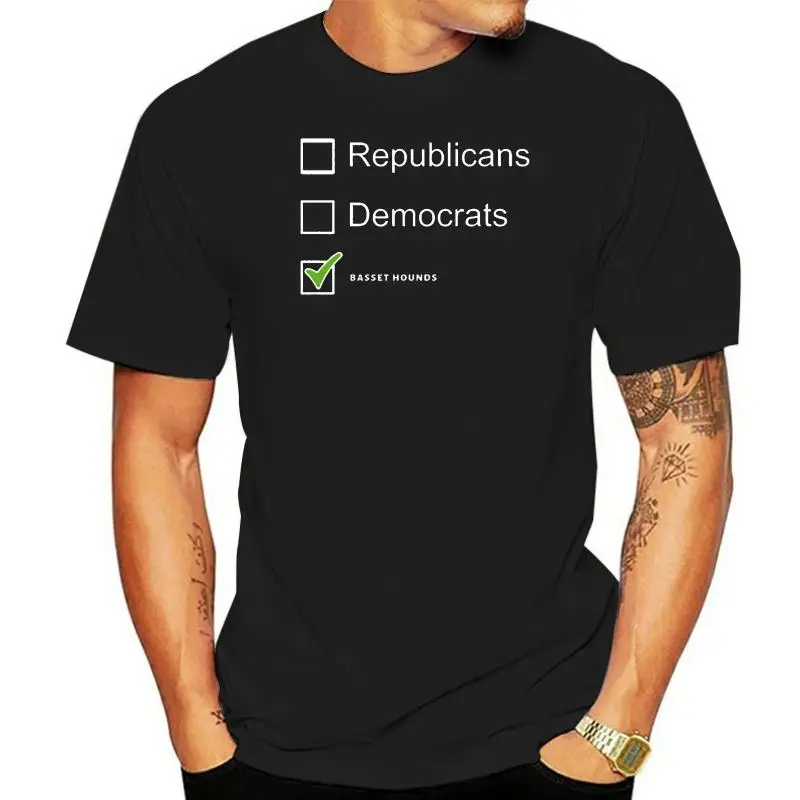 

printed republicans dems basset hounds tshirt t shirt streetwear men's tshirt Comic Short Sleeve Pop Top Tee