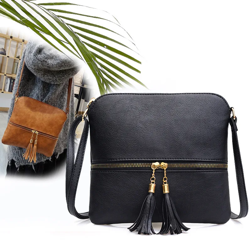 

Women Shoulder Bag Crossbody Bag 2023 Casual Small Handbag Pocket Ladies Designer Zipper Female Messenger Purse Tassel Bag