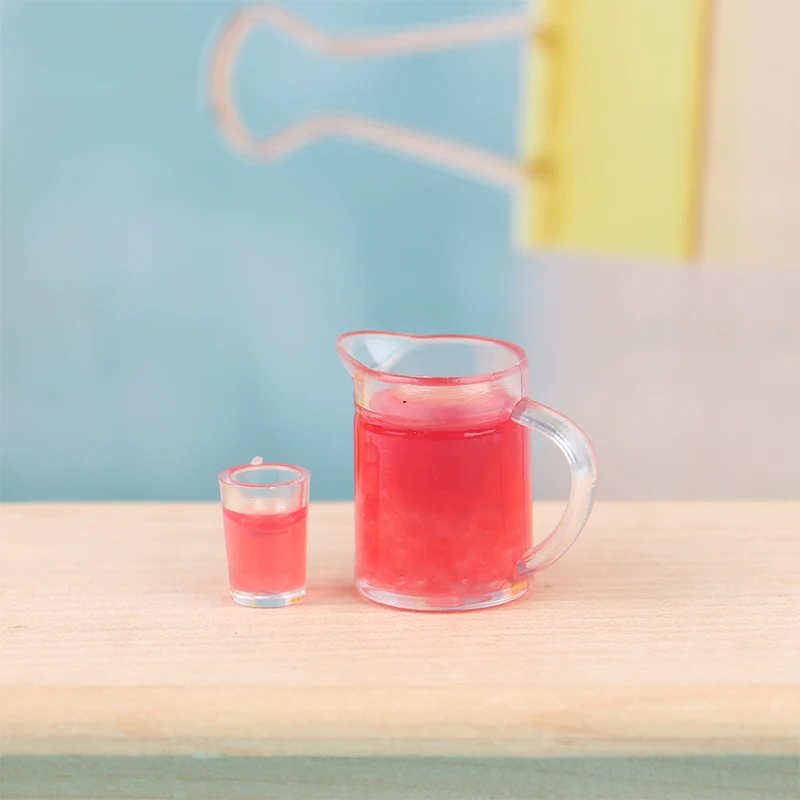 

1Set Dollhouse Miniature Simulation Watermelon Juice Model DIY Kitchen Accessories Scene Props