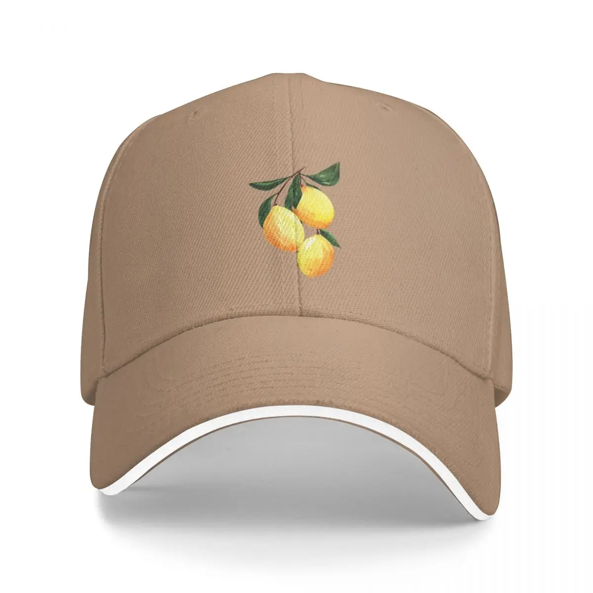 

2023 New Watercolor Hand Drawn Citrus Lemon Botanical Illustration Bucket Hat Baseball Cap Icon Hat For Girls Men's