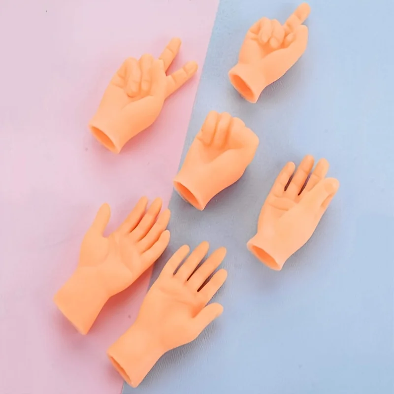 

2023 Creative Finger Cots Practical Jokes Toys Palm Shaped Funny Mini Hands Teaser Cat Toy Kitten Massager Small Gloves