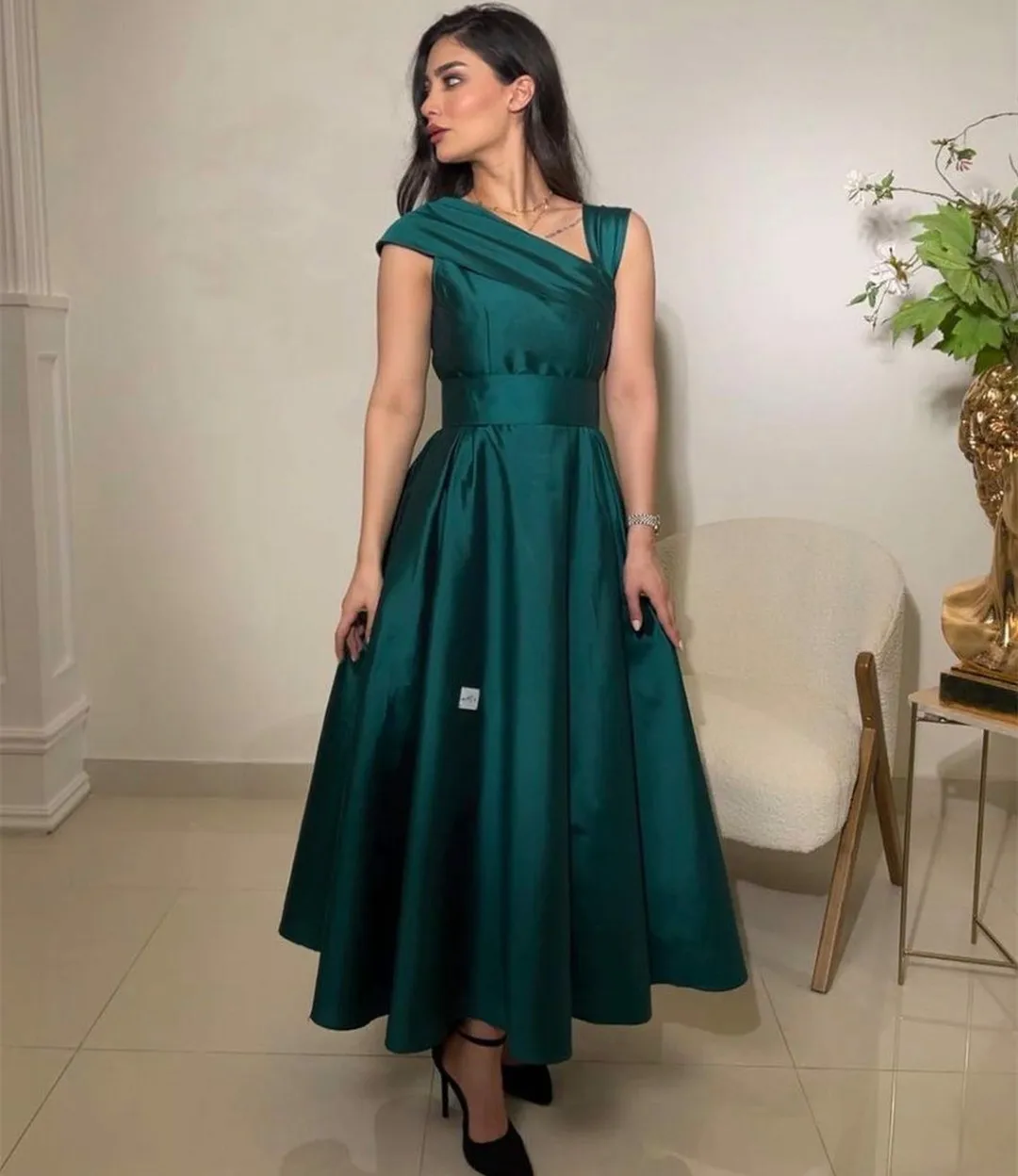 

Женские винтажные Короткие вечерние платья-футляр, черные мусульманские платья длиной ниже колена для выпускного вечера