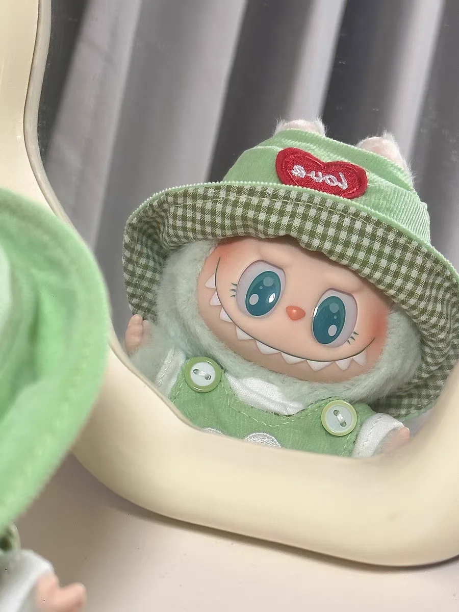 Для 15 см милая мини-одежда Labubu Kawaii мультфильм зеленые брюки с большими глазами