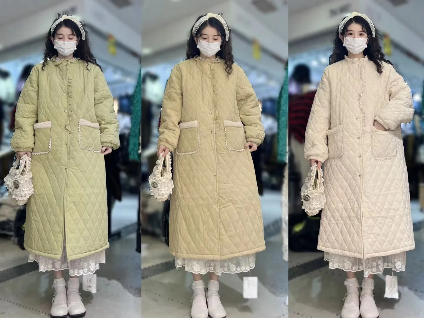 Sweet collar detachable embroidery doll collar cotton padded jacket women's extra thick cotton jacket