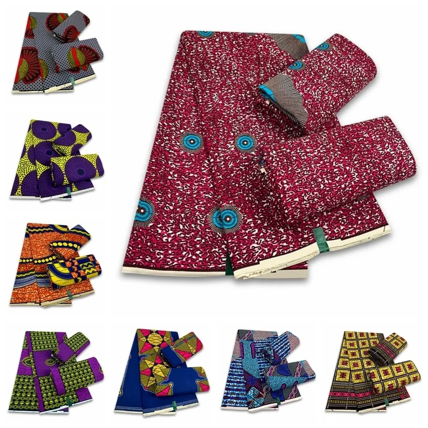 

Top Quality Africa Ankara Printing Wax Patchwork Fabric 100% Cotton Tissus Pagne Wax Real Sewing Dress Crafts DIY Material