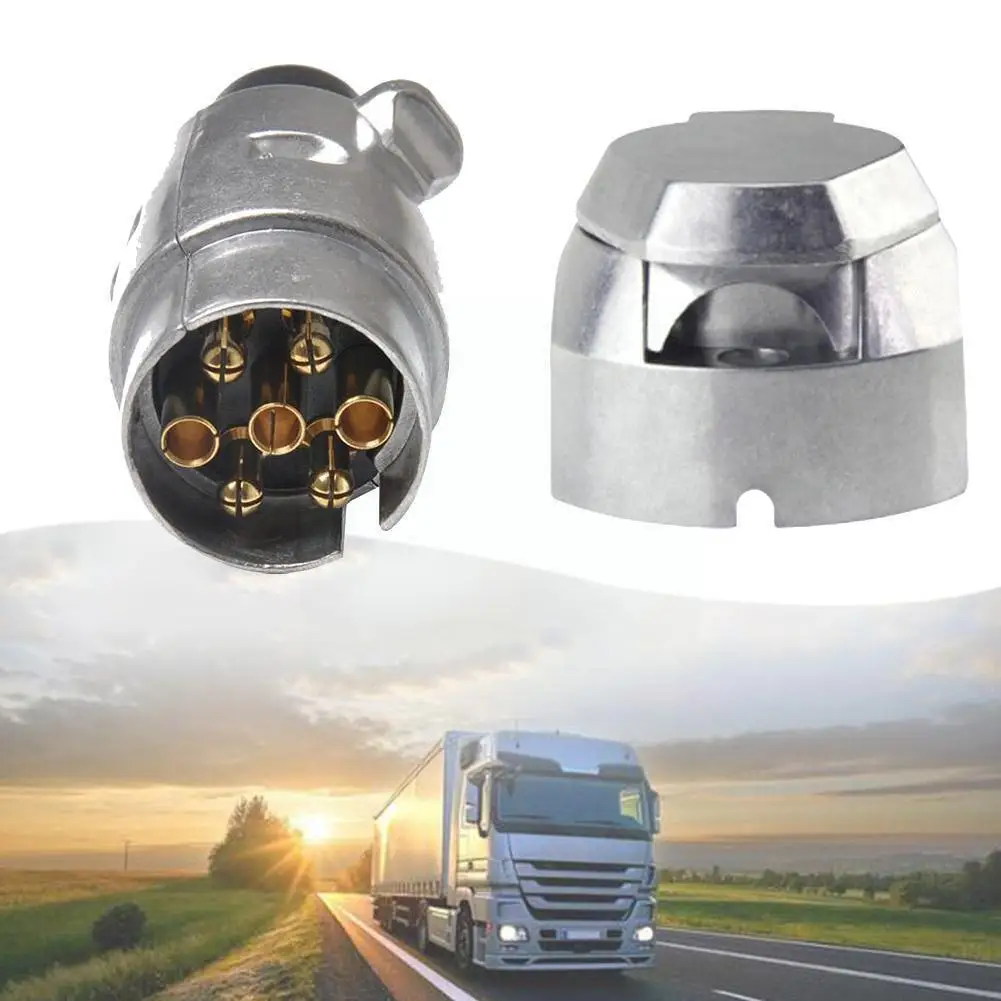 

1pcs 12v 7 Pin Aluminium Trailer Connector Towing Plug With Car Accessories Truck Towing Trailer Socket Fittings Gasket Mot V9i8