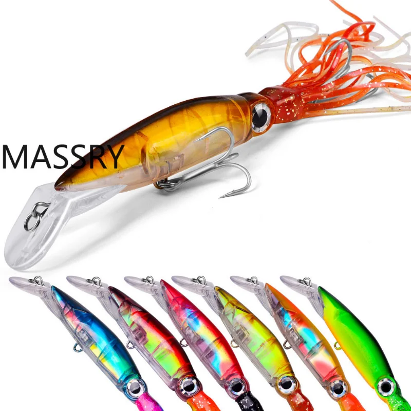

1pcs 14cm 40g Fishing Lures Bionic Baits Artificial Hard Squid Skirts Octopus Trolling Baits With Hook Rig Fishing Tackle
