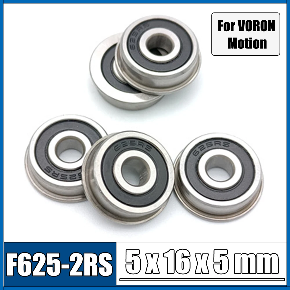 

F625RS Bearing 5*16*5 mm ABEC-7 10 Pcs, F625-2RS Flange Ball Bearings For VORON 0 Motion, Use In A/B Drive Units Idlers XY Joint