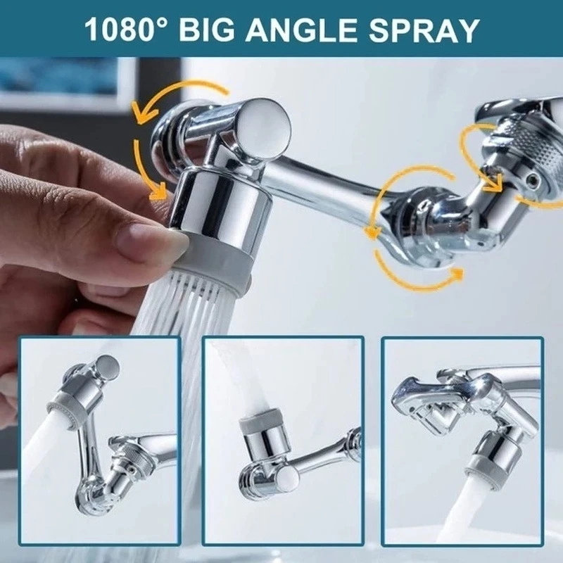 

New 1080° Rotation Extender Universal Faucet Aerator Copper Material Splash Filter Kitchen Washbasin Bubbler Nozzle Robotic Arm