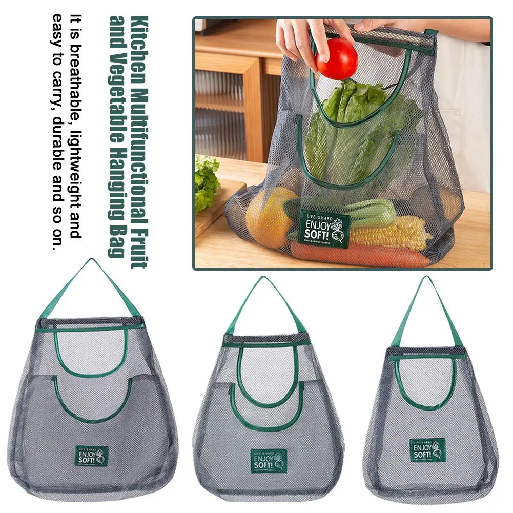 

Reusable Kitchen Hanging Mesh Bag Home Fruit And Vegetable Storage Net Bag For Ginger Garlic Potatoes Onions Q2D1