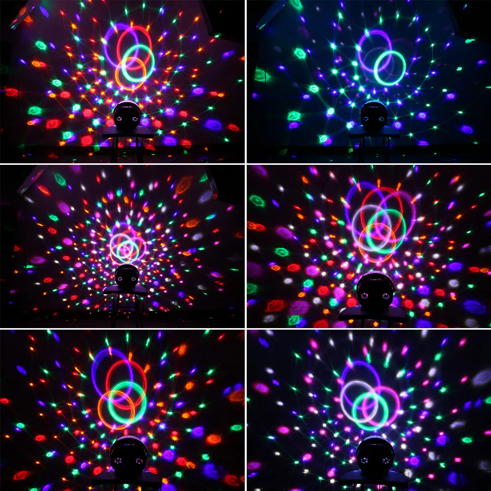 

Rotating Disco Ball Party Lights Sound Activated Strobe Light RGB LED Stage Lights for Christmas Home KTV Xmas Wedding