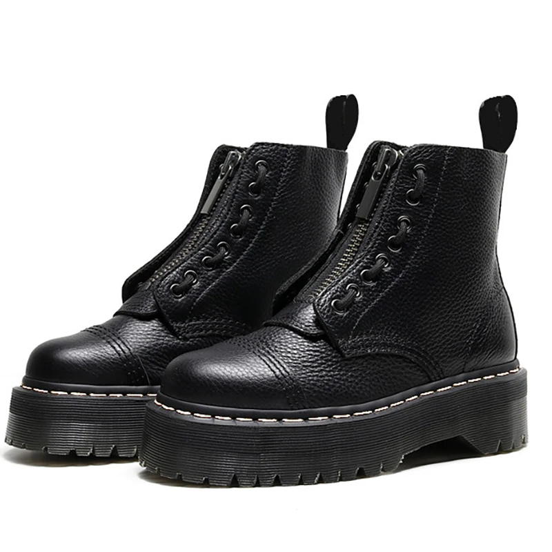 

Классические Кожаные женские сапоги Martens, повседневные короткие сапоги sinclear, ботинки мартинсы на платформе с молнией спереди, уличные мотоц...