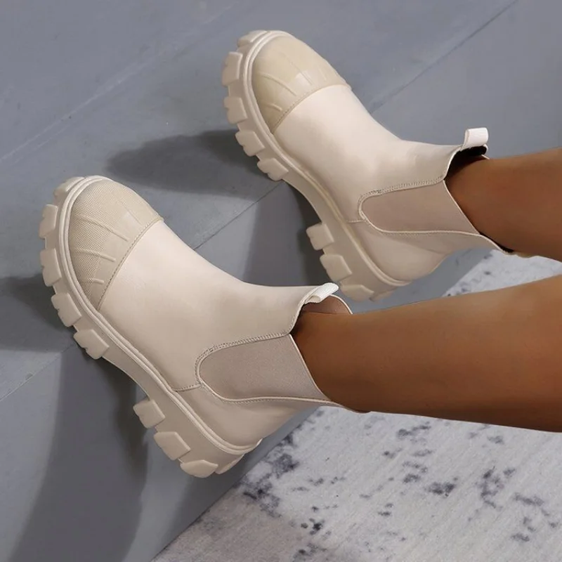 New Platform Plus-size Martin Boots, Women's Smoker Boots, British-style Sleeve-footed Chelsea Boots